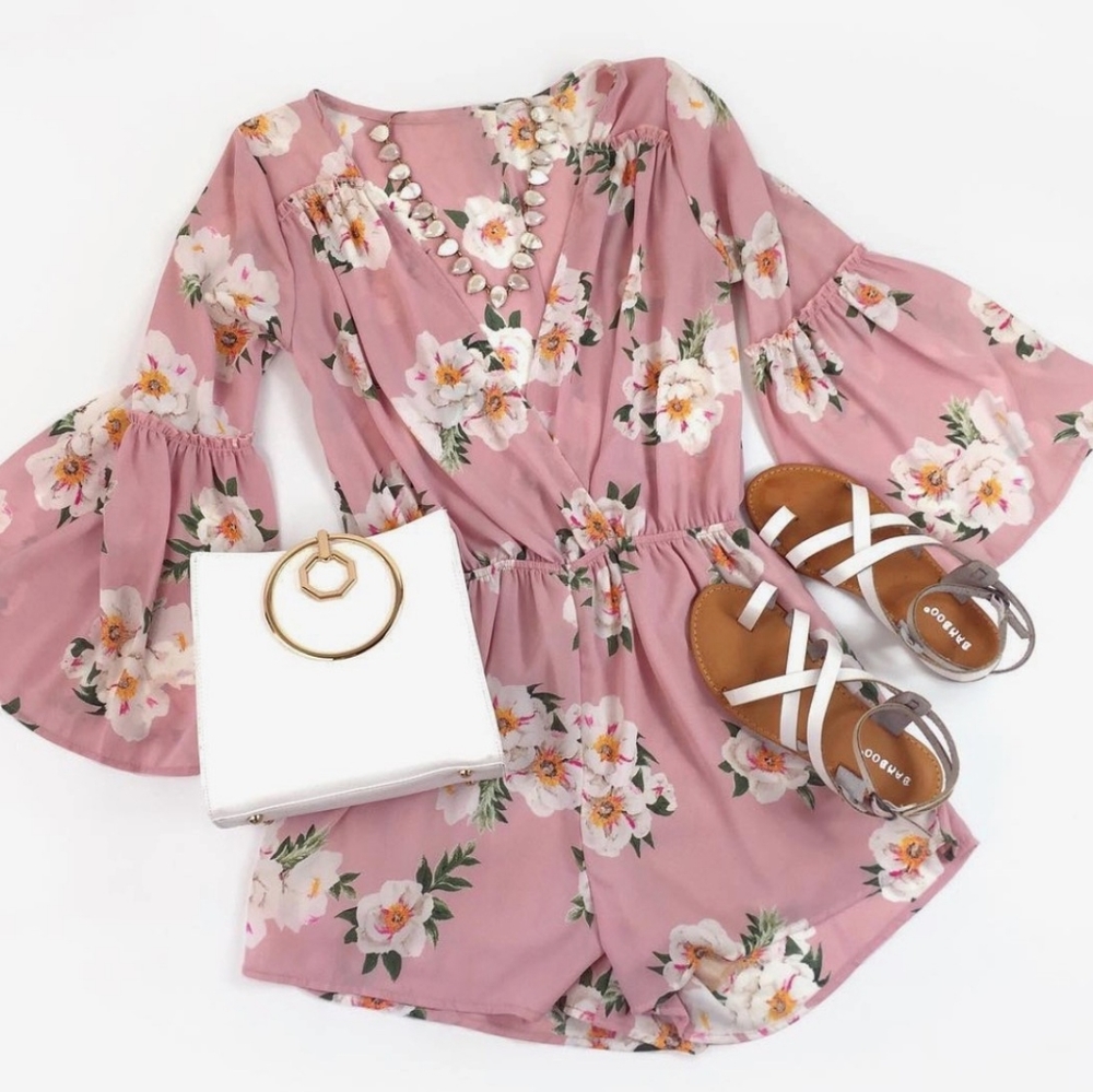 Audrey 3+1 Pink Floral Romper